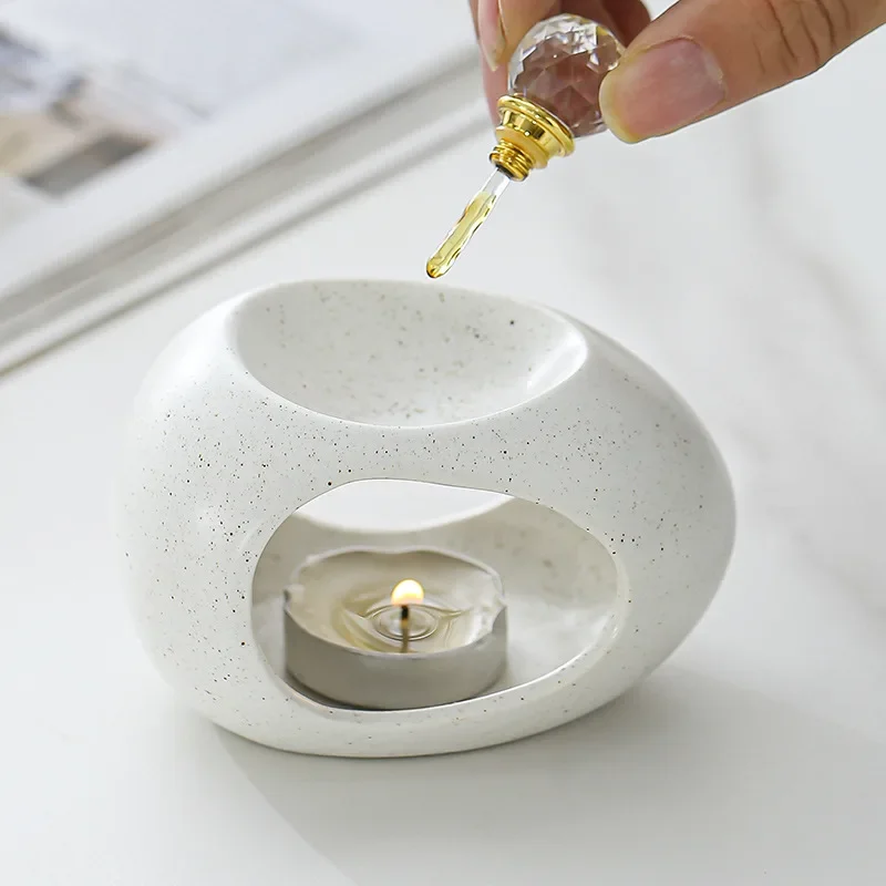 1pc Nordic Style Ceramic Candle Holder & Essential Oil Burner, Minimalist Home Decor (Without Incense)