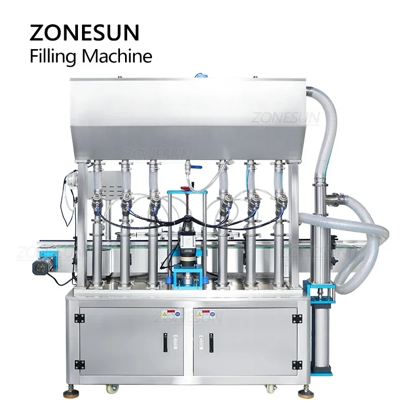 ZONESUN التلقائي ستة رئيس السائل ملء آلة محرك معزز المنظفات كريم سميكة لصق الشامبو الكاتشب العسل ZS-YT6T-6PX