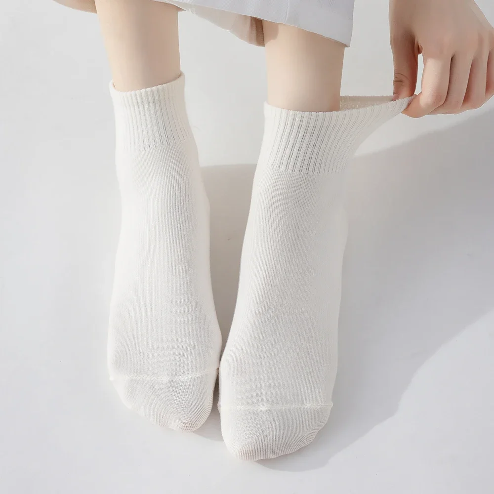 9 Pairs Non-slip Summer Socks Women Thin Sports Short Socks High Quality Cotton Socks Middle Tube Autumn Spring