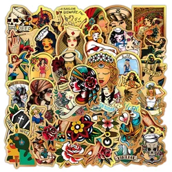 10/30/50PCS New Retro Old School Tattoo Girl Sticker DIY Phone Laptop Luggage Skateboard Graffiti Decals Fun forToy