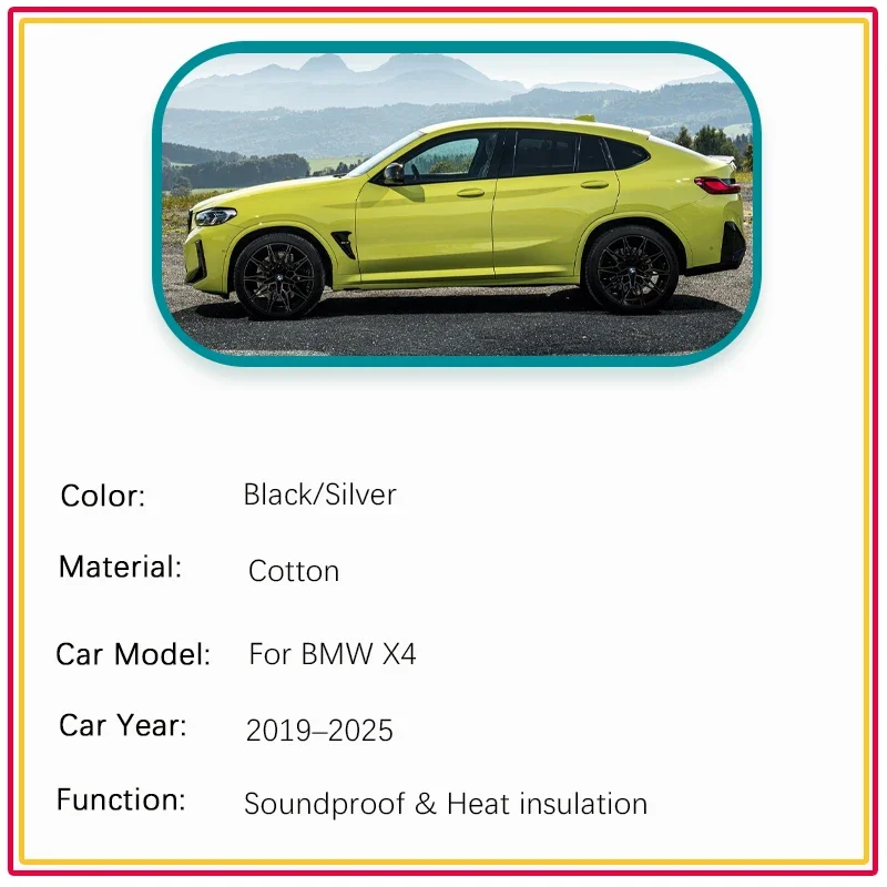 Car Engine Hood Pad For BMW X4 G02 2019 2020 2021 2022 2023 2024 2025 Soundproof Rug Sound Heat Insulation Cover Car Accessories