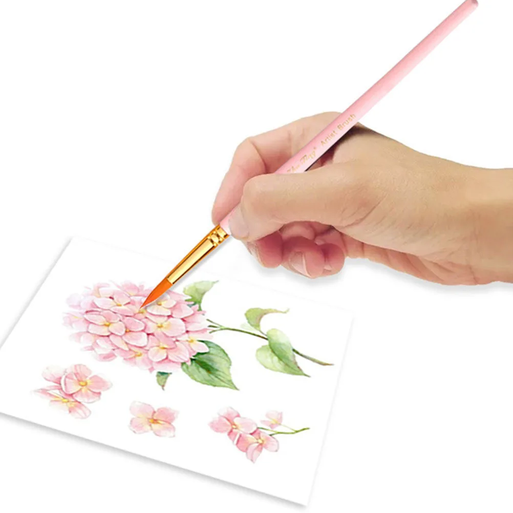 

10 Pcs Art Drawing Brush Watercolor Oil Painting Pointy Paintbrush for Nylon Wood