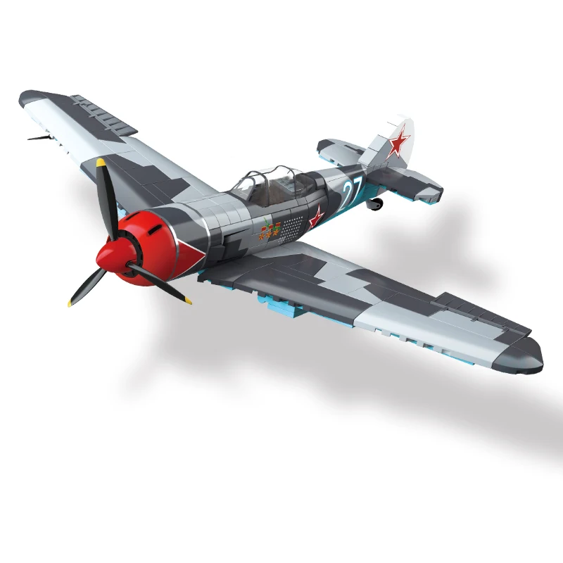 

Military Classic Model La-7 Fighter Jet Collect Ornaments Building Blocks Bricks Christmas Toys