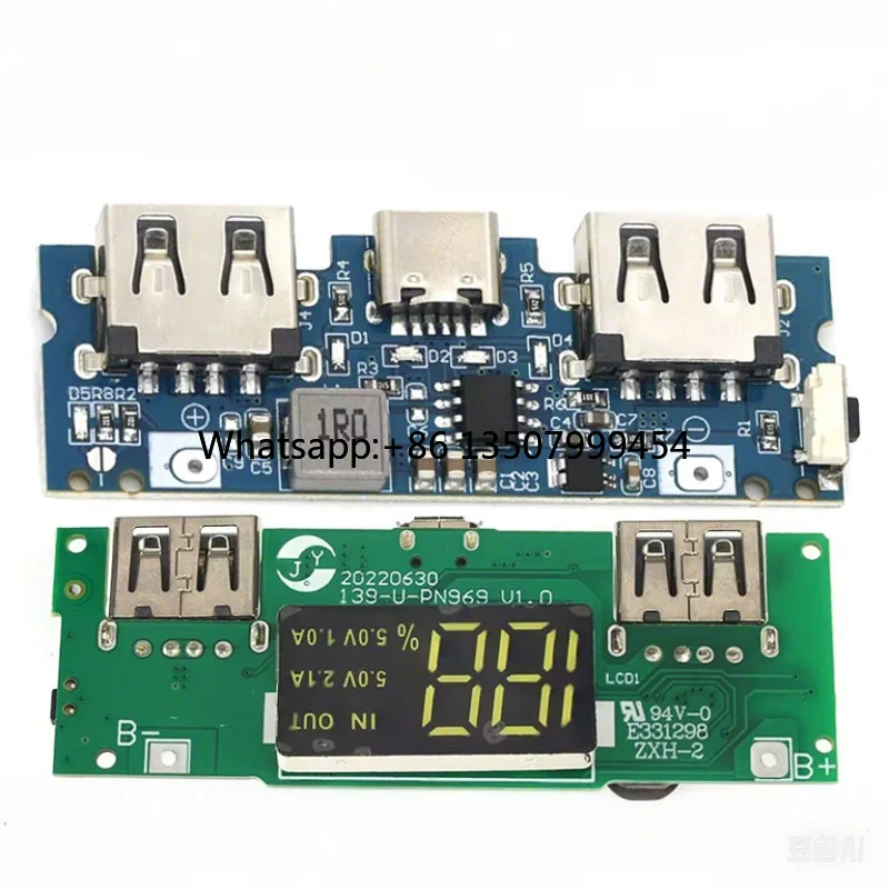 

Original Dual USB 3.7V 2.4A LED Charger Board 18650 Compatible Micro Type-C Mobile Power Bank Lithium Battery 1 oz Copper PCBA