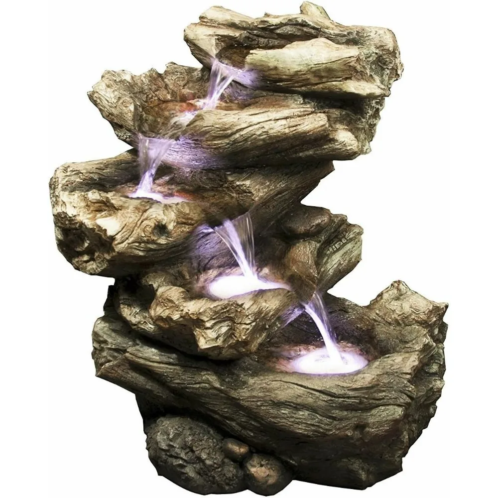 

22"Log Indoor/Outdoor Garden Fountain w/LED Lights (Meadow)