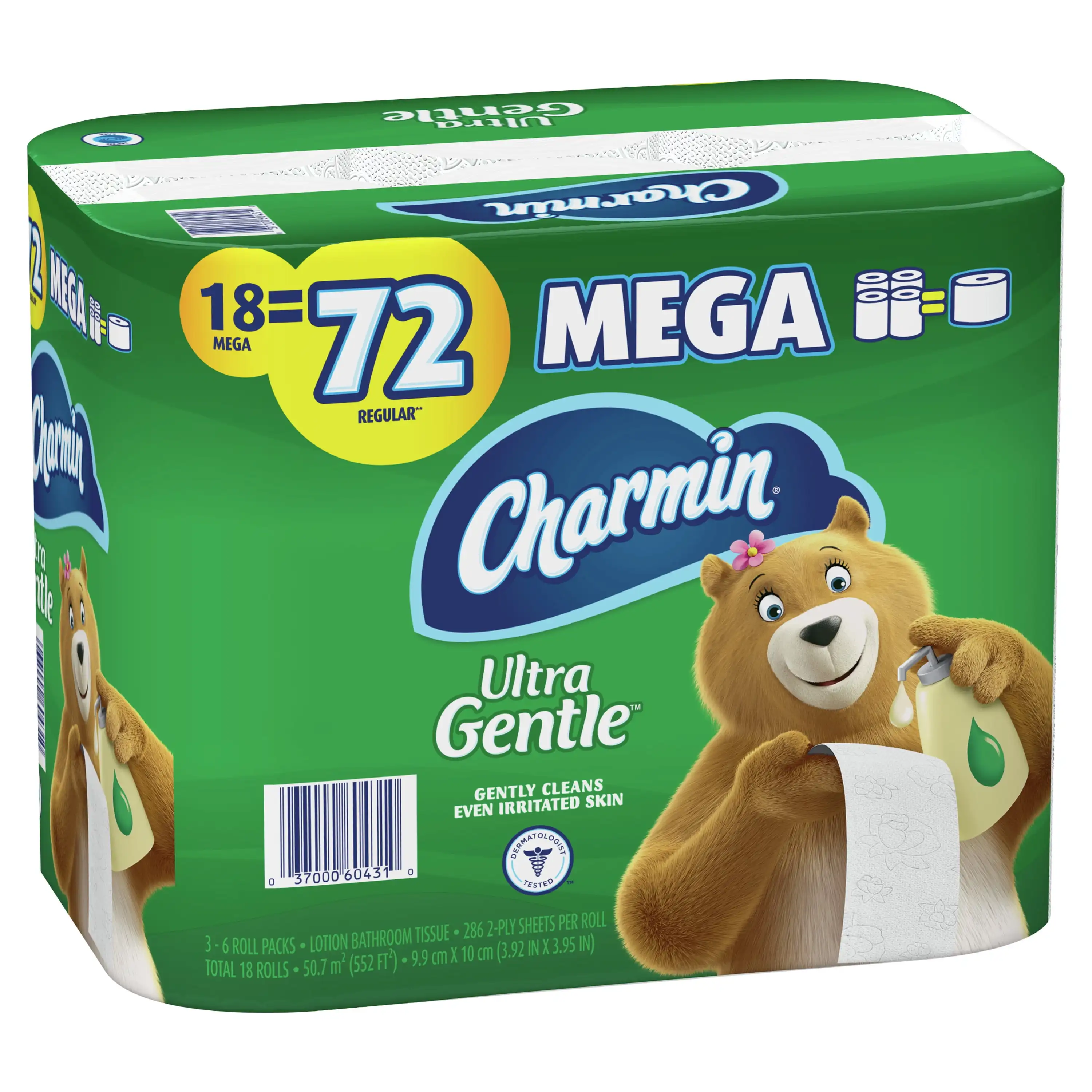 

Ultra Gentle Toilet Paper, 18 Mega Rolls Made of soft texture with a touch of soothing lotion to cleanse irritated skin