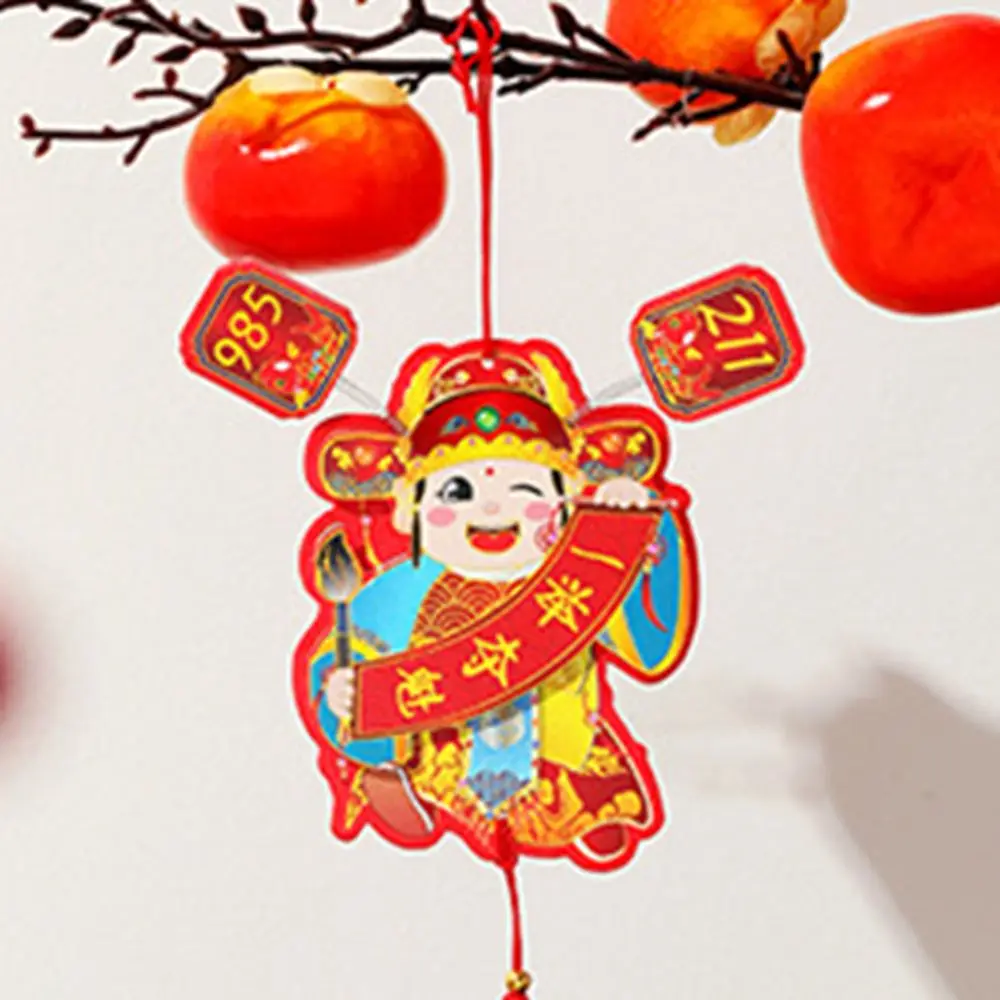 Cute God of Wealth Fridge Stickers With Pockets Hangable Shaking Head God Pendant Cartoon Spring Festival Sticker Kitchen