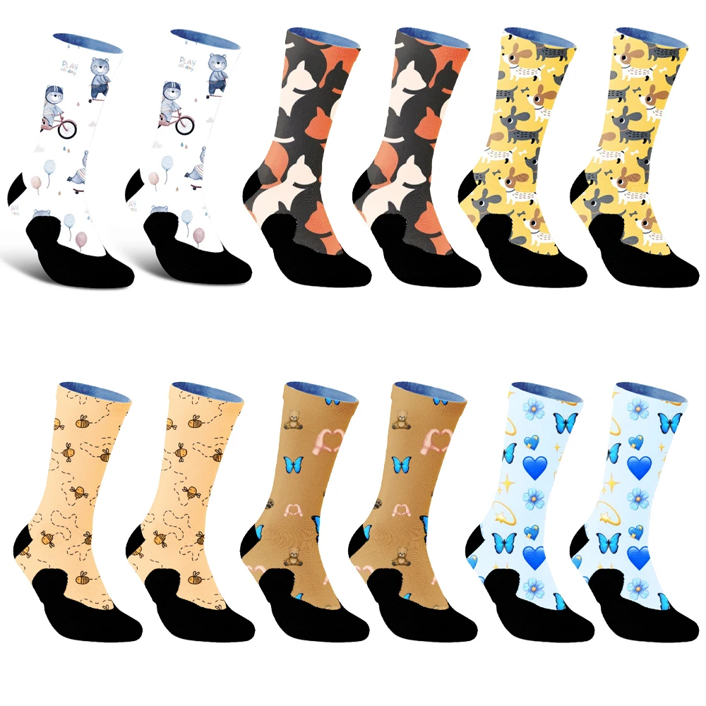 New Fashion Irregular Styles Unisex Crew Socks Women Men Cotton Novelty Creative Cartoon Socks Gifts