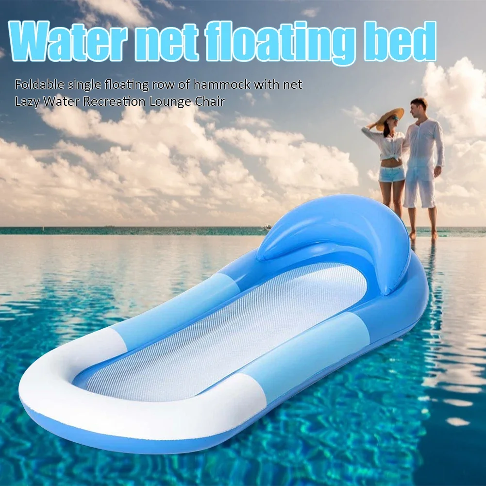 Inflatable Water Hammock Floating Bed Chair Air Mattress Swimming Pool Beach Sleeping Cushion Mesh for Children Adults