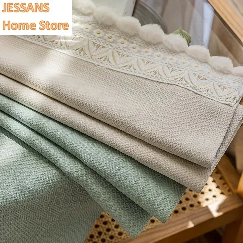 

Blackout American Matcha Chenille Splicing Curtains for Living Room Bedroom Nordic Modern Simple Luxury Thickening Custom fabric