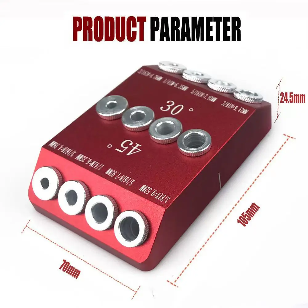 Aluminum alloy 30/45/90 degree angle drilling positioner, straight hole oblique drilling guide fixture DIY woodworking tools