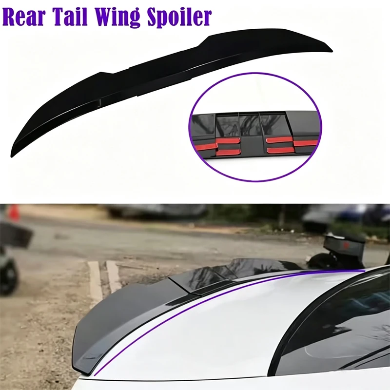 For Cadillac CT5 Sedan V-Shape No-Punch Car Trunk Fixed Spoiler ABS Blade Style Roof Middle Tail Wing Auto Refit Accessory