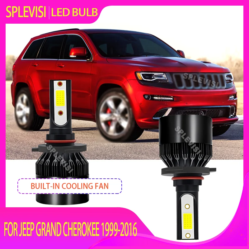 

12V LED High Beam Bulb Black aluminium Durable Headlight For Jeep Grand Cherokee 1999 2000 2001 2002 2003 2004 2005 2006-2016