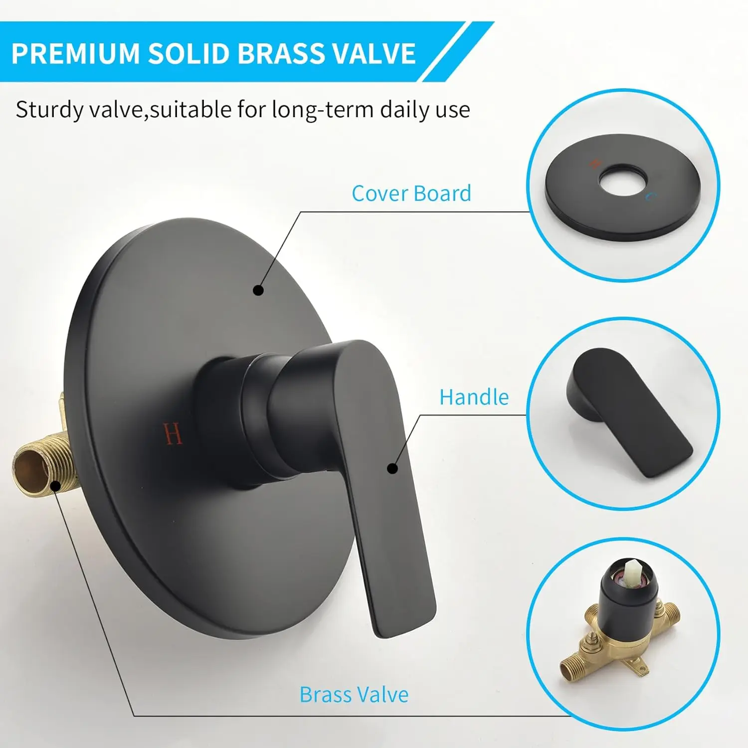 Single-Function Shower Valve Trim Kit, Matte Black, Wall Mount, Male Thread, 06161KB