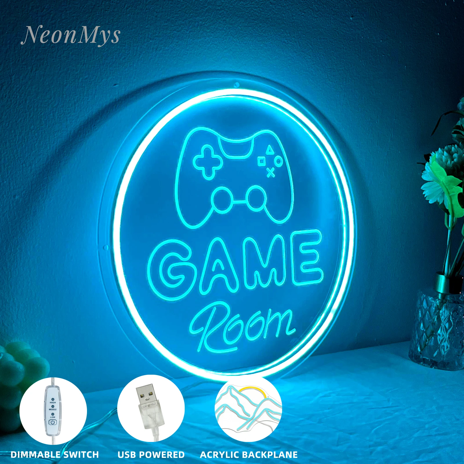 Consoles de jeu en relief 3D Neon Light, éclairage de salle de jeu, enseigne lumineuse LED personnalisable, décoration murale pour la maison