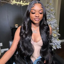 Perruque Lace Front Wig Body Wave 360 Naturelle, Cheveux Humains, 4x4, 5x5, 13x6, 34 Pouces, HD, pour Femme