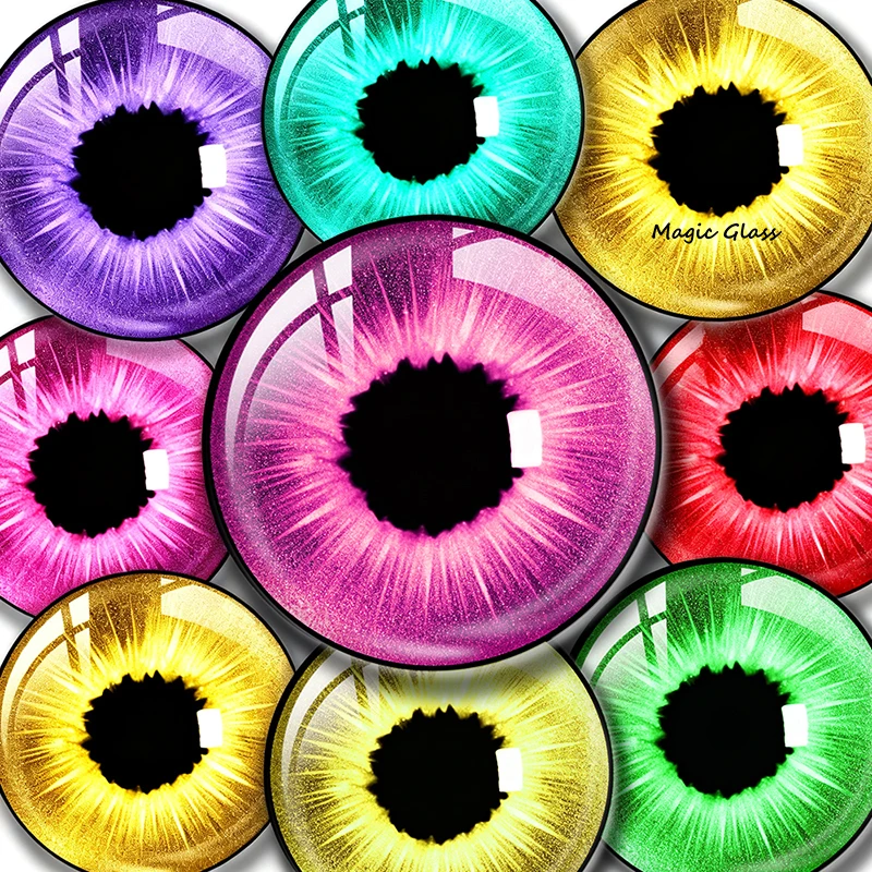 8mm 10mm 12mm 20mm 25mm 30mm 35mm 50mm 14mm Photo Glass Cabochon Settings Round Colorful DIY Jewelry Accessories Fruit Eyes