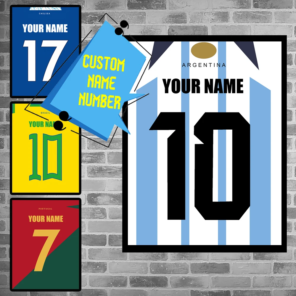 Personalized Customization Canvas Prints Soccer Jersey Poster With Your Name And Favorite Number Wall Art Painting For Gift