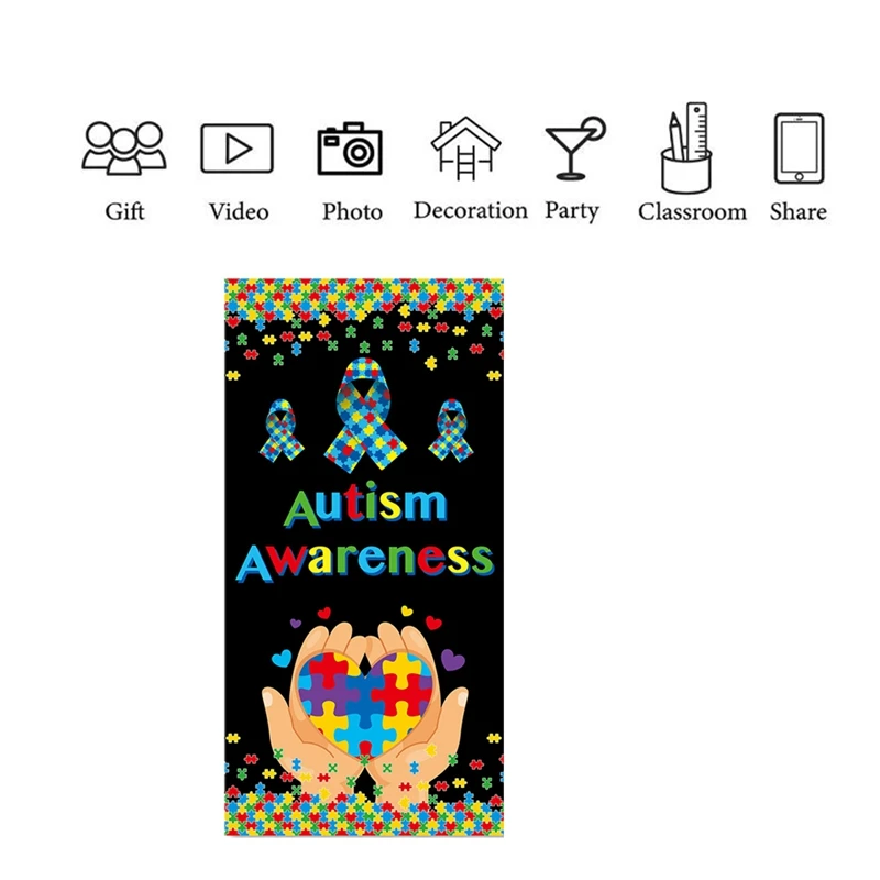 قماش خلفية للتصوير الفوتوغرافي ، لافتة يوم التوحد العالمي ، لغز الخلفية ، إعداد المشهد ، سهل الاستخدام ، 90 × 180 سم