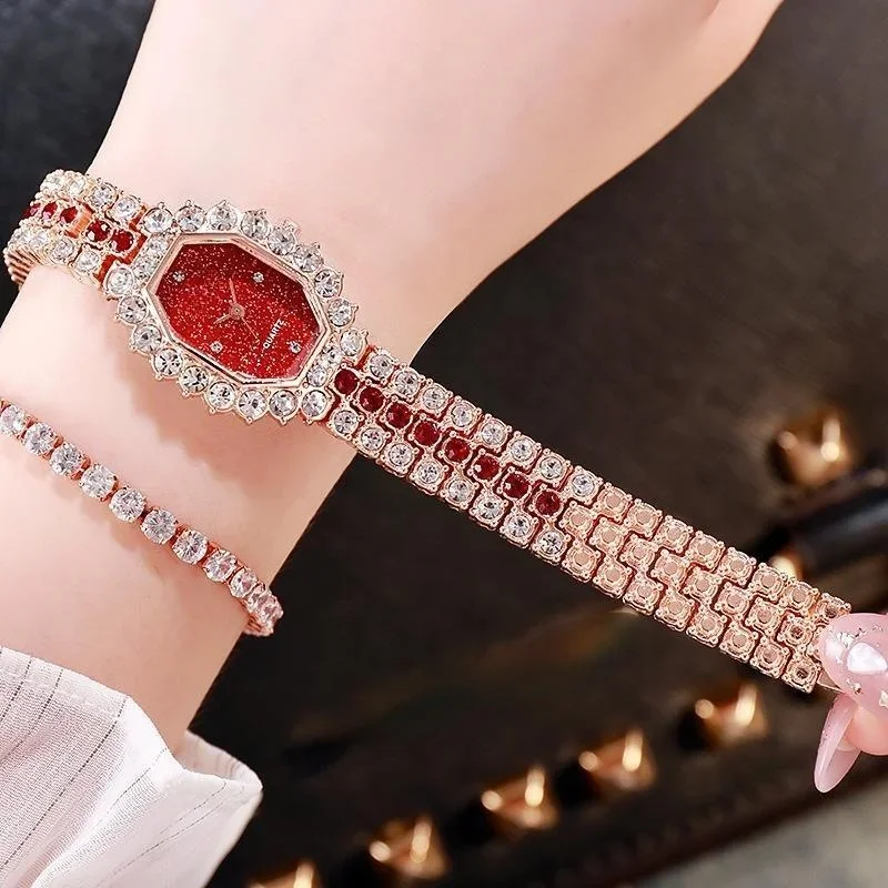 Reloj de pulsera cuadrado para mujer, cronógrafo de cuarzo, Diamante completo, aleación Clcok, informal, cielo estrellado, moda, nuevo