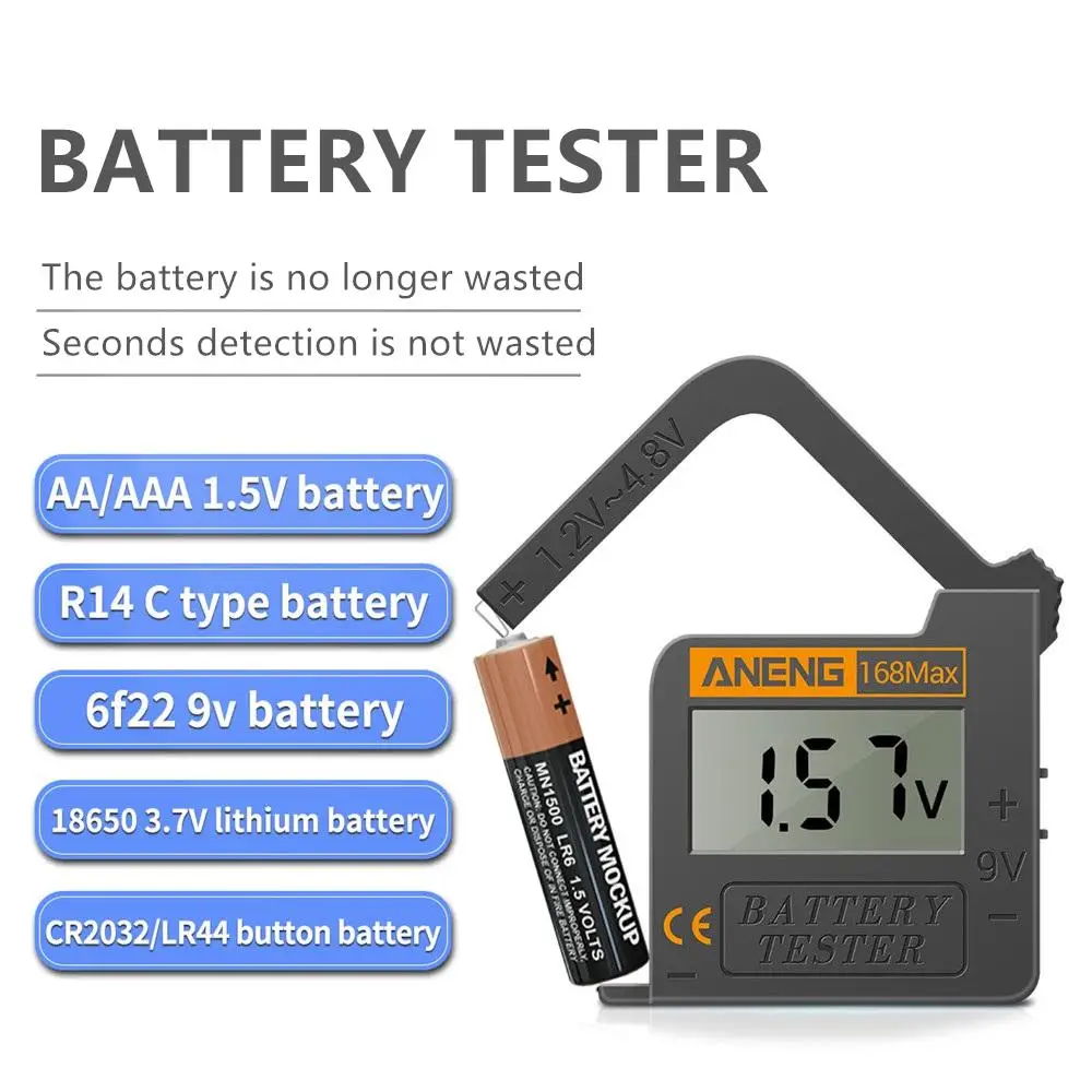 Digital Lithium Battery Checkered Load Universal Testing Tool Battery Tester Button Cell Testers Aneng Battery Meter 168max