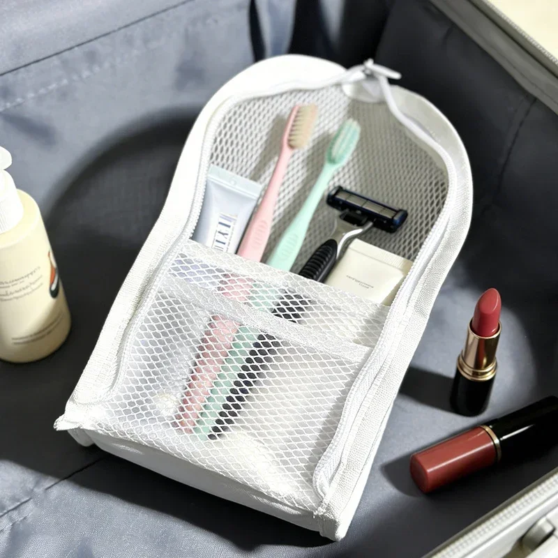 Waterproof portable beauty box saves space, zipper, large capacity PVC makeup bag, vertical design