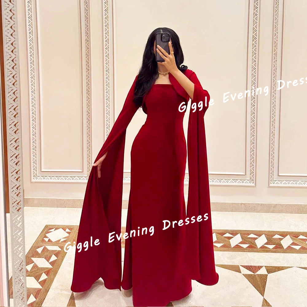 

Giggle Crepe Close Fitting Shawl Simple Prom Gown Saudi Arab Elegance A-line Floor-Length Evening Party Dresses for Women 2024