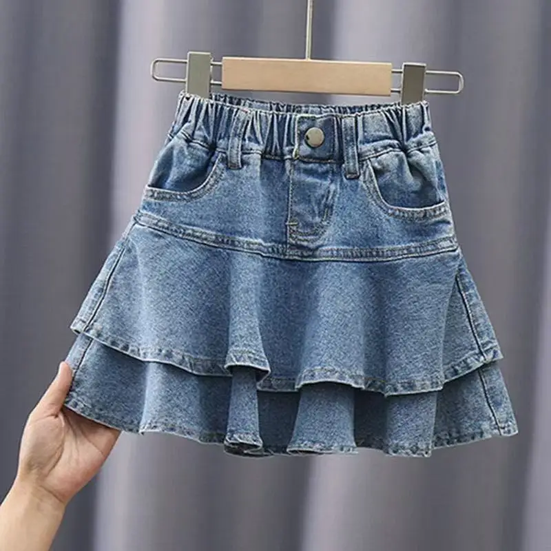 

Girls Denim Skirts Vintage Jean Skirt 2026 New Blue Denim Skirts For Teenage Kids Clothing 110-170CM