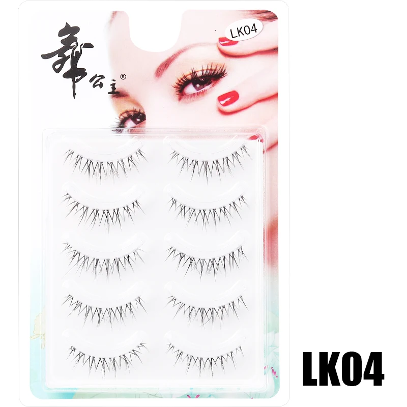 5 Paar Anime-Wimpern mit transparentem Stiel, unsichtbare Manga-Wimpern, natürliche falsche Wimpern für Make-up – Detail 12