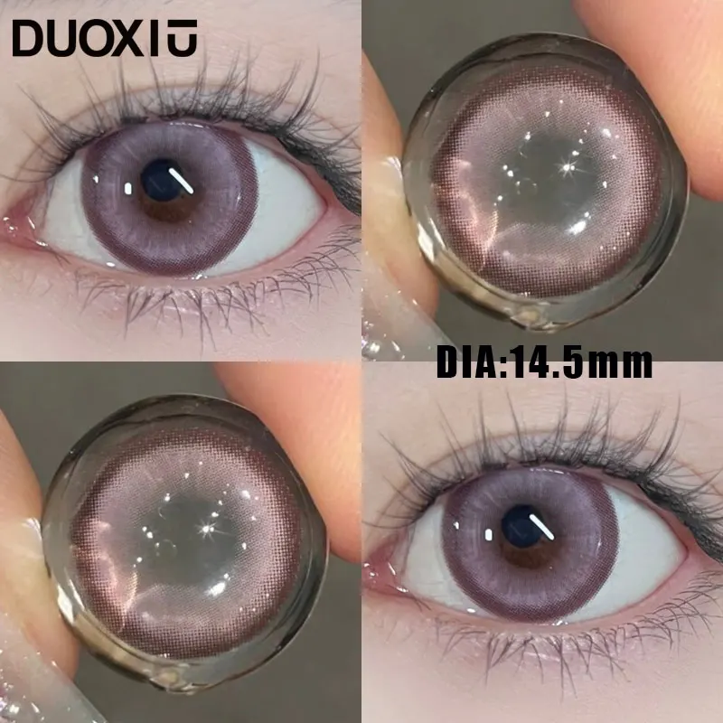 DuoXiu 1Pair Contact Lenses for Eye Big Pupils Lenses Diameter 14.5mm Blue Grey Eye Degree Prescription -0.00 to -8.00