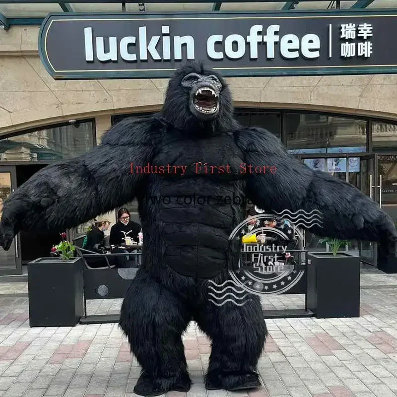 2.6M Black Gorilla King Kong Inflatable Costume Mascot for Adult Halloween Orangutan Cosplay Costume Funny Christmas Costumes