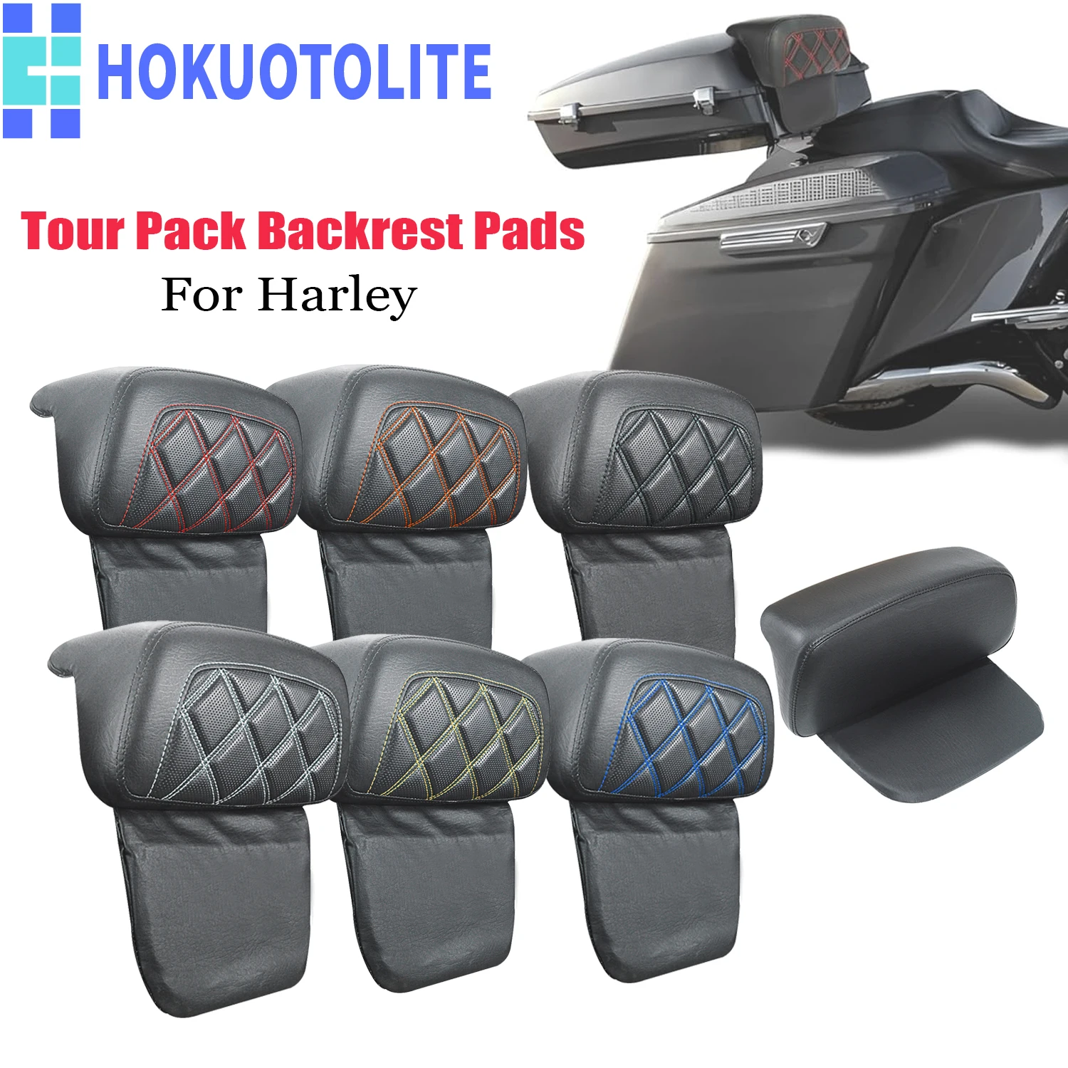 Motor Tour Pack Backrest Pads For Harley Touring Road Glide FLTRX Electra Glide FLHT Road King FLHR Street Glide FLHX Tri Glide