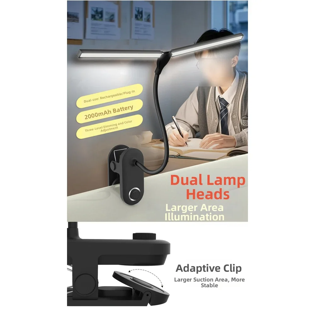 Hot Sales LED Desk Lamp Eye Protection 3 Color Modes BrightnessUSB 360° Rotate Space-Saving Touch Control Office Study Supplies