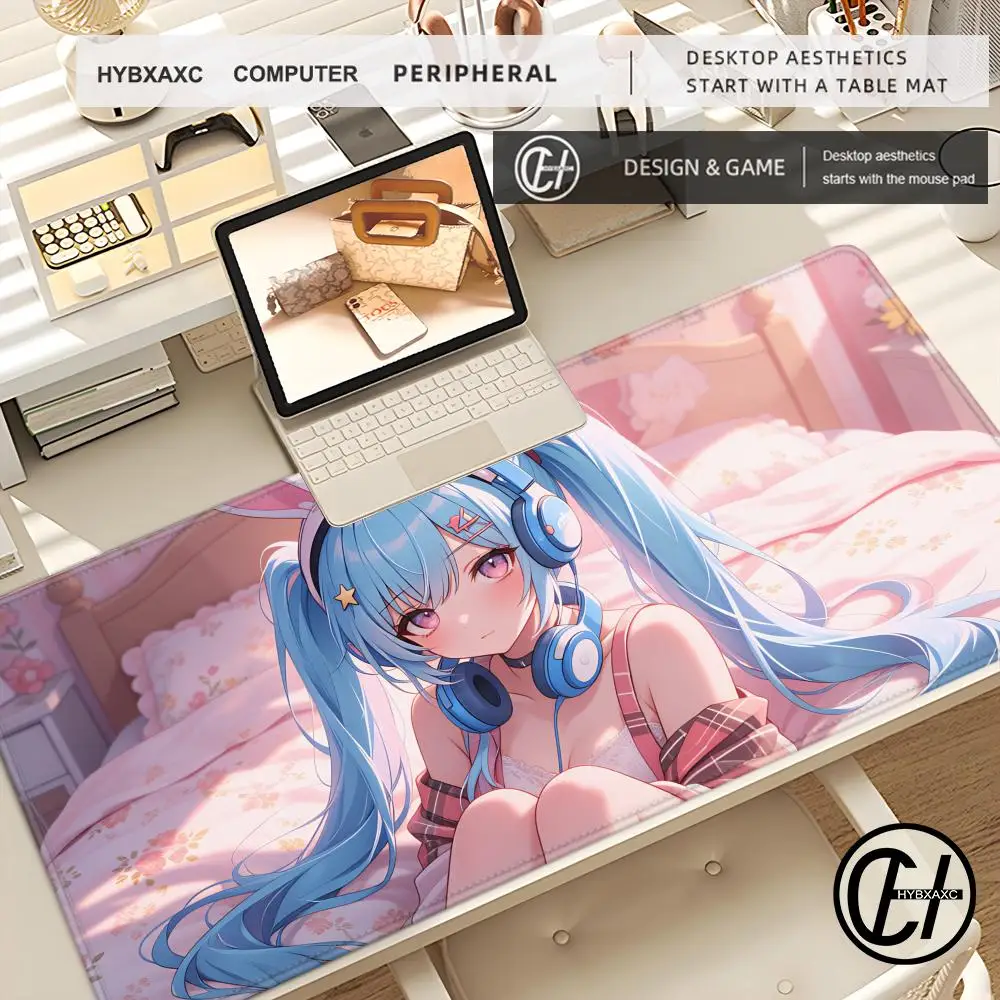 

HYBXAXC Kawaii 2D Anime Girl Mouse Pad, Soft Extended Desk Mat, Anti-Slip Rubber Base, HD Cute Cartoon Gaming Keyboard Pad