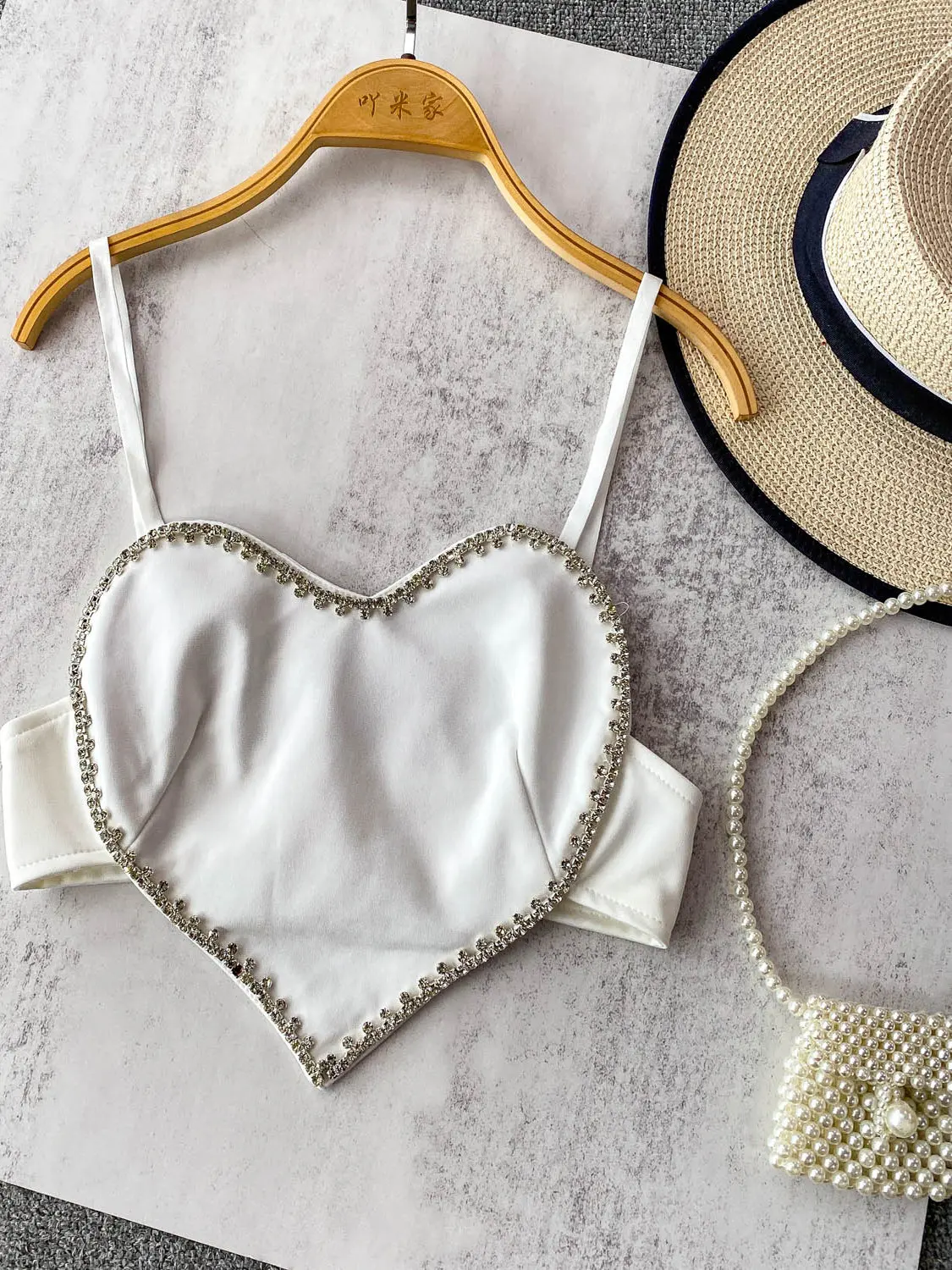   Heavy Du Diamond intégré ort Bal débardeur femme Sexy été Faionable sangle d'épaule gilet