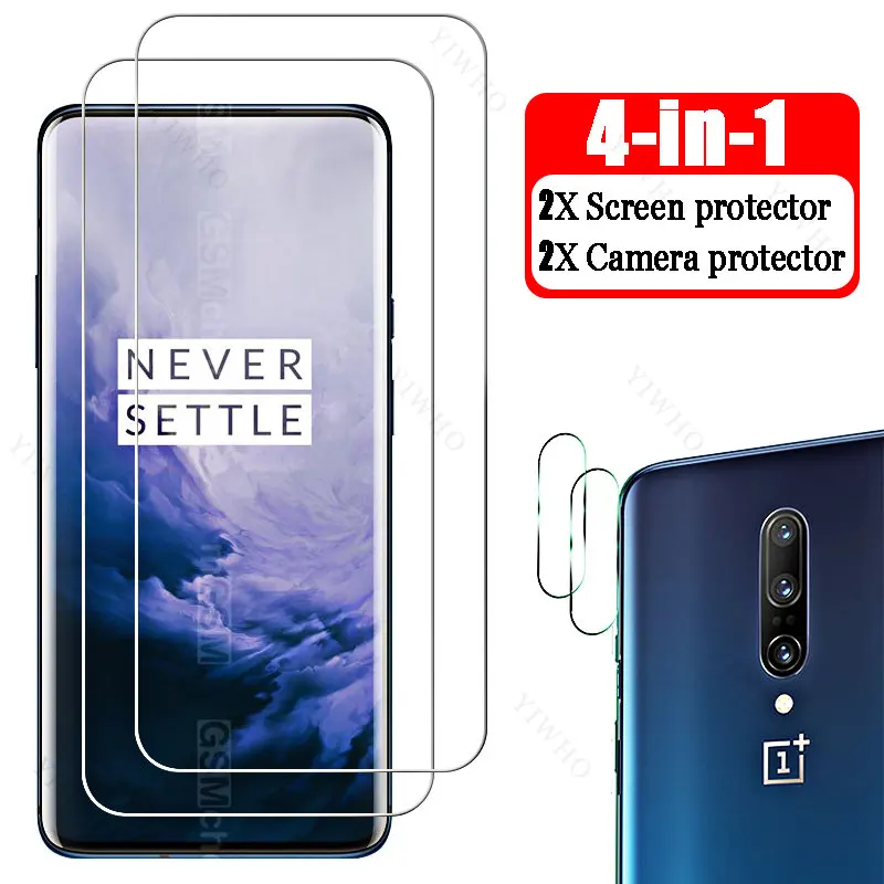 4in1 Full Cover Protective for Oneplus 7 7T T Pro Safety Tempered Glass Screen Protectors Film for One Plus 7pro Camera Lens HD