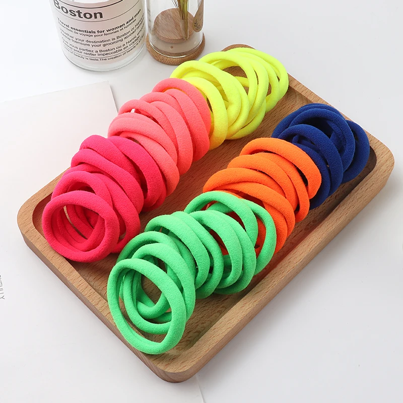 50Pcs Girls Nylon Rubber Bands Elastic Hair Bands Hair Accessories Children Ponytail Holder Headband Kids Ornaments Gift