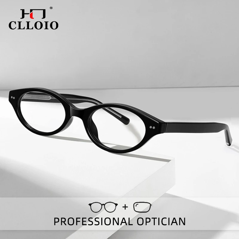 

CLLOIO Vintage Versatile Durable Small Frame Anti Blue Light Myopia Glasses TR90 Oval Progressive Prescription Reading Glasses