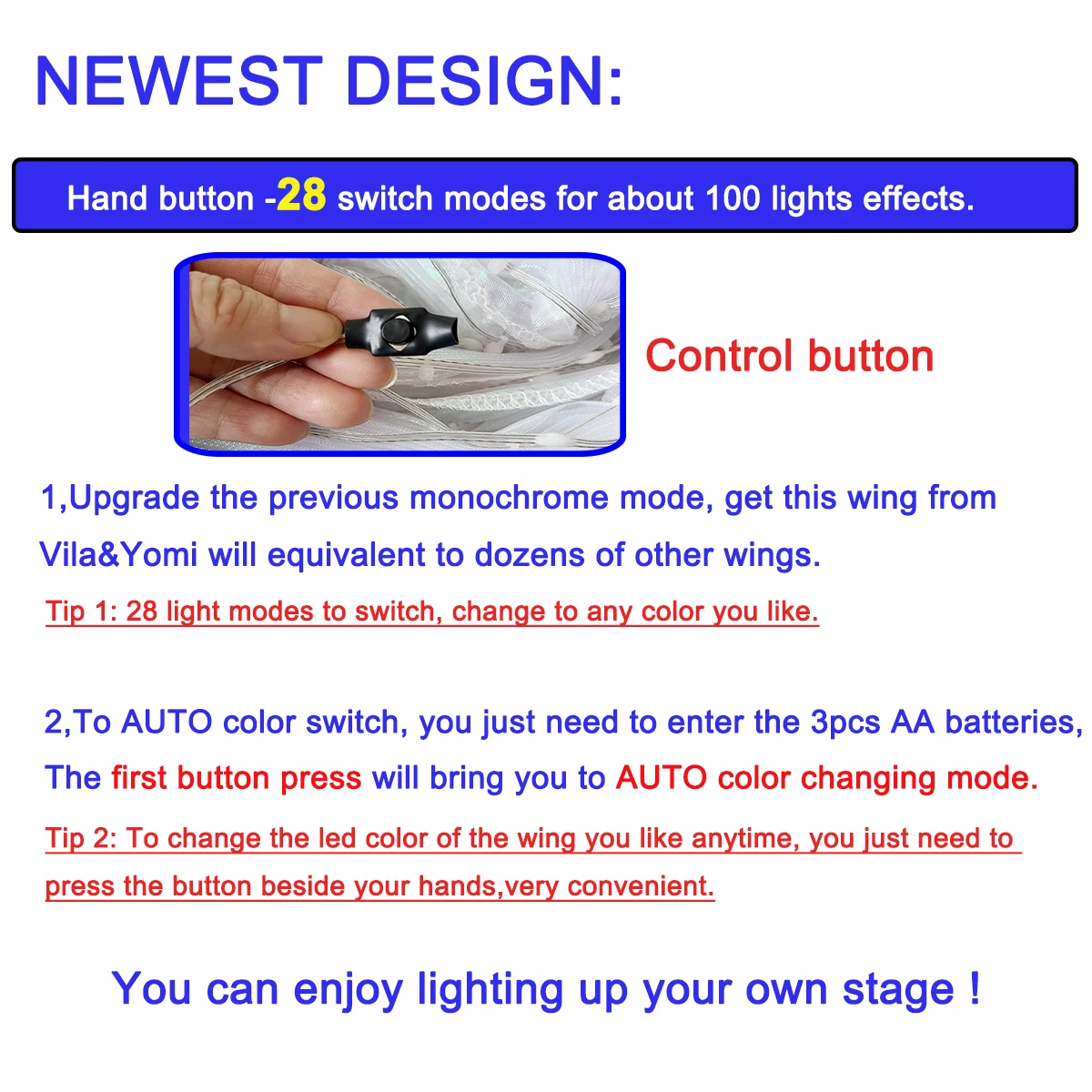 Rainbow Colorful Alas RGB Led Isis Wings Button Control Dancewear Stage LED Glowing Wing 28 Light Up Mode Luminous Dancing Wing