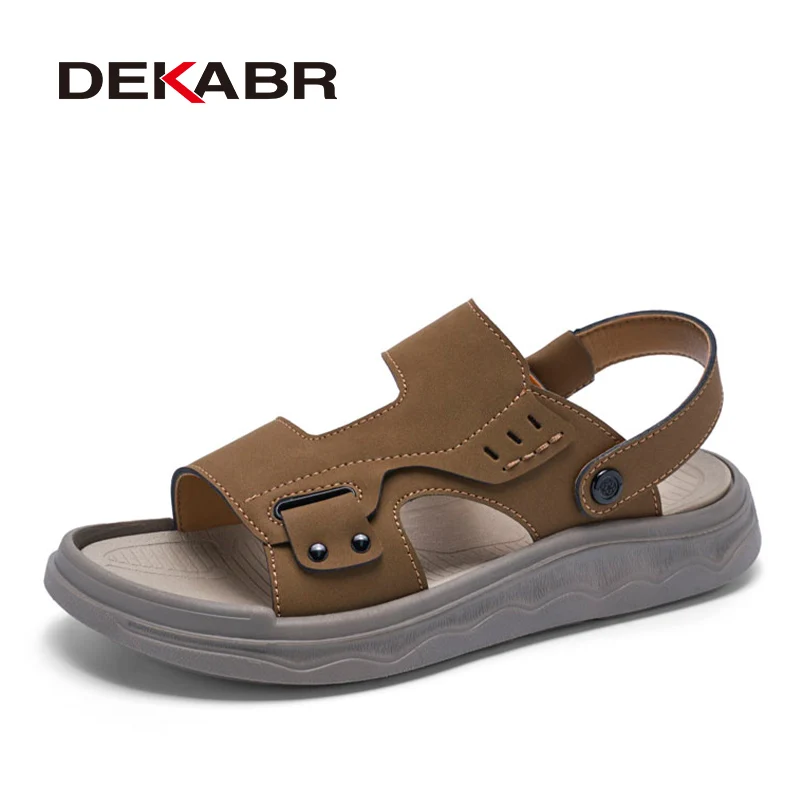 

DEKABR Spring Summer Fashion Sandals For Men Microfiber Leather Durable Lightweight Anti Slip Comfort Casual Shoes