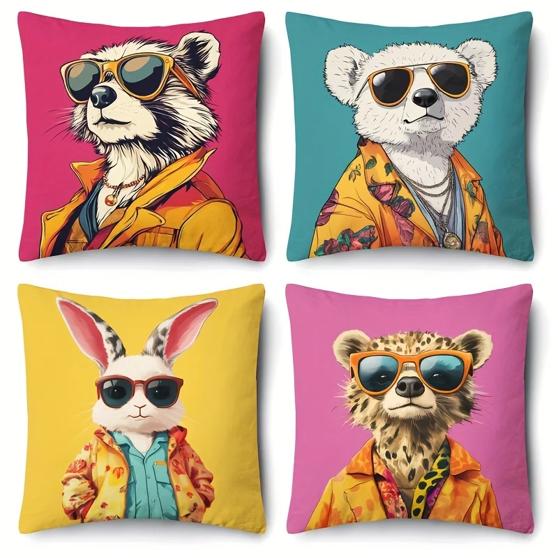 Animals with Human Characteristics digital printing pillow cover Short plush Suitable living bedrooms sofas throw cushion cover