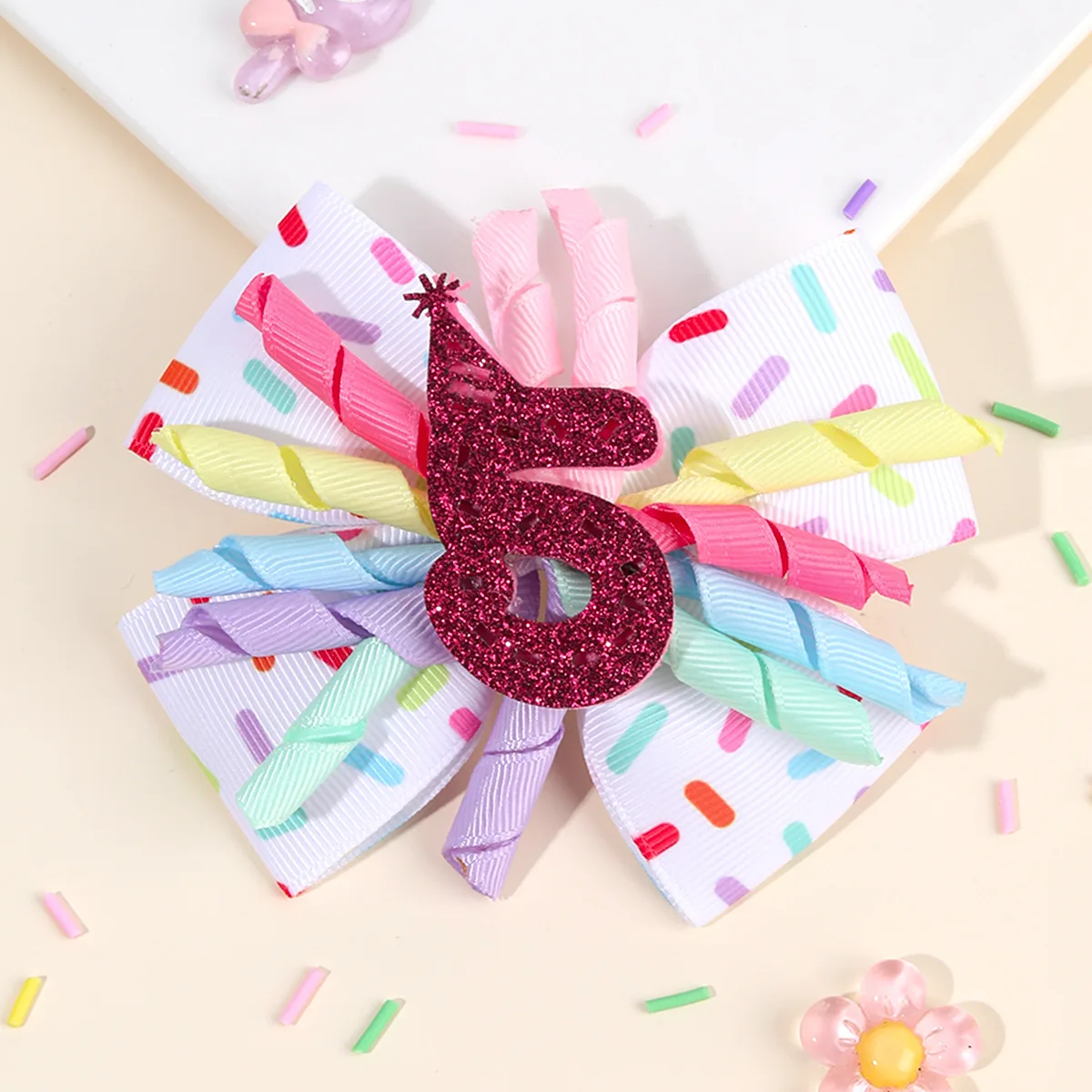 مشبك شعر جديد برقم القوس مقاس 4 بوصة إكسسوارات للأطفال للفتيات لتزيين حفلات أعياد الميلاد ومشابك شعر للفتيات هدية عيد ميلاد فيونكة شعر #6