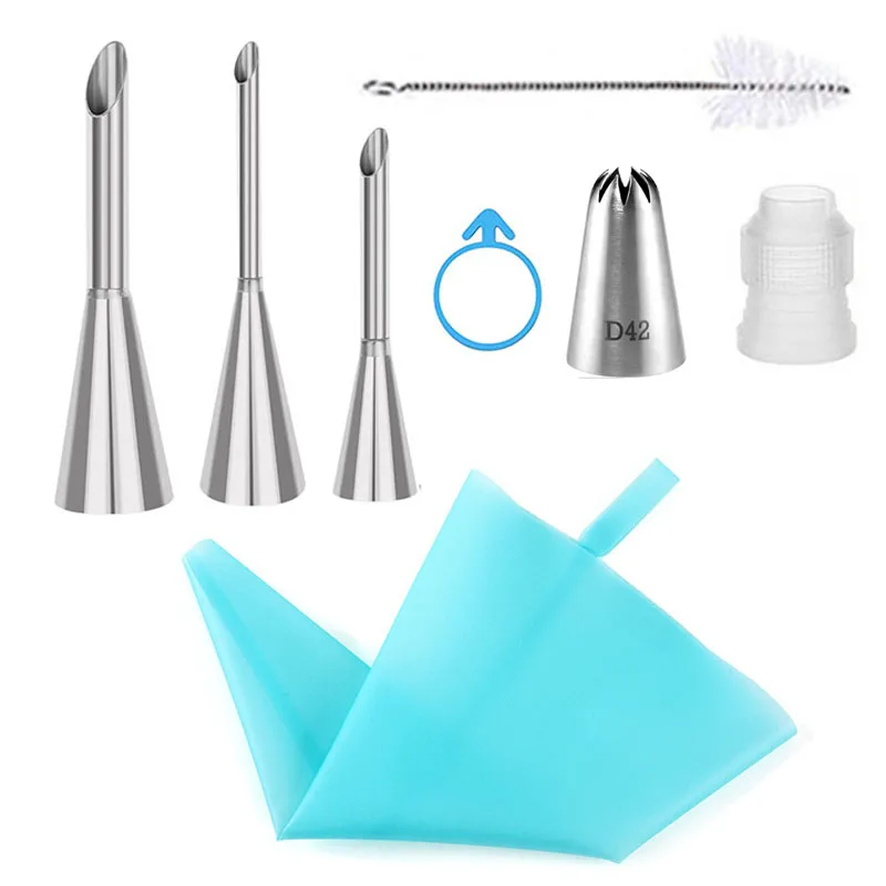 DIY Reusable Silicone Pastry Bag For Puff Set Cake Icing Piping Tube Cupcake Nozzles Decorating Tips Kitchen Brush Baking Tools