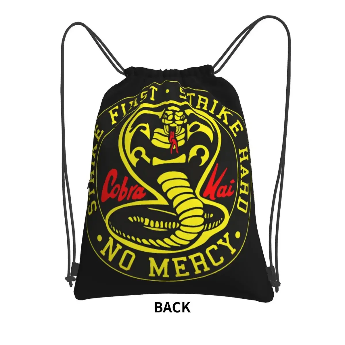 Mochila clásica Cobra Kai No Mercy para hombre y mujer, morral con cordón, bolsillo para zapatos, viaje, deporte