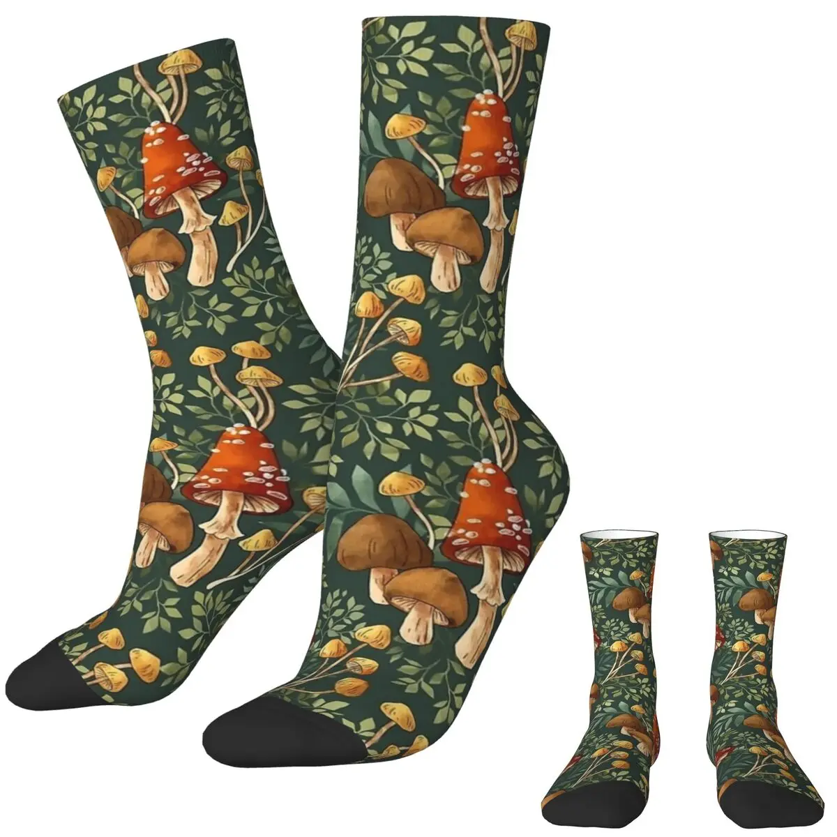 

Women Men Socks Woodland Mushroom Spray Stockings Winter Retro Quality Socks Pattern Running Sports Non Slip Socks