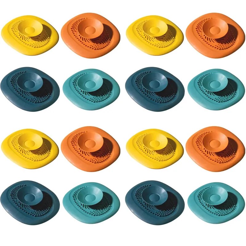 1-4Pcs Splash Proof Kitchen Sink Strainer Push To Seal Square Drain Cover Block Odors Anti Clog Easy Clean Bathroom Essentials