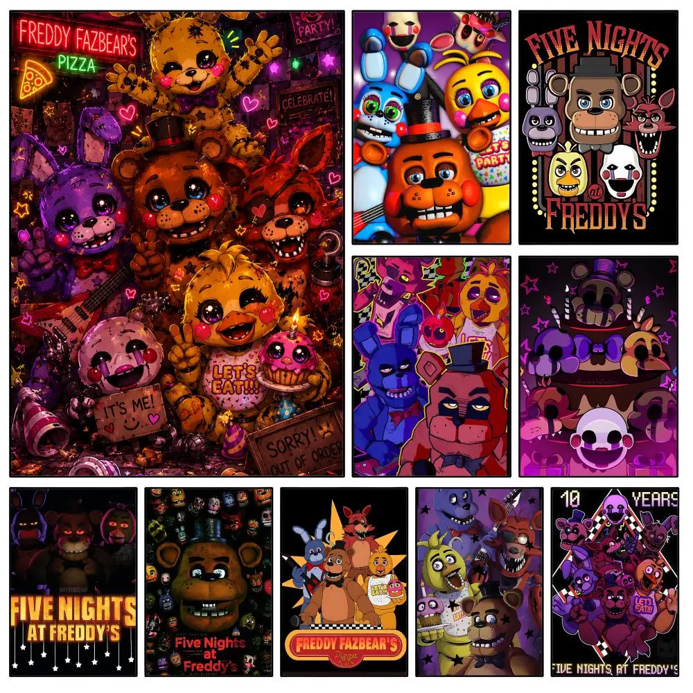 Game F-Five N-Nights at F-Freddy's Poster Waterproof HD Modern Peel And Stick Wall Decor Bedroom Living Room Dorm Office