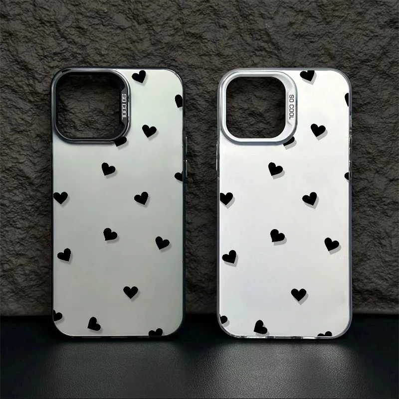 

A Stylish And High-End Black Heart Phone Case for iPhone 16 11 14 12 13 15 Pro Max XS XR X 7 8 Plus 16E Shockproof Bumper Cover