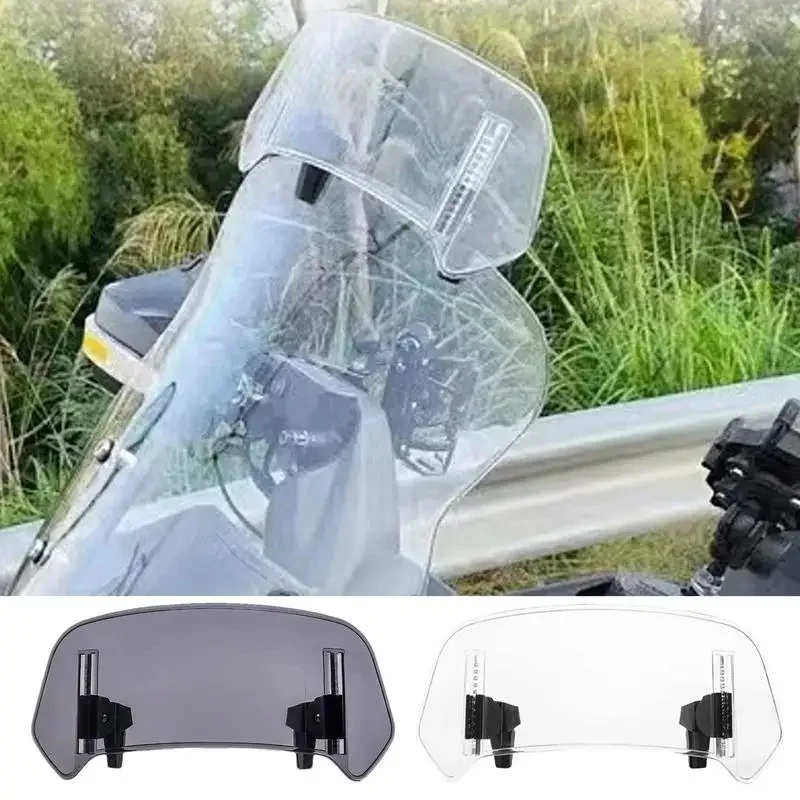 Universal Adjustable Acrylic Motorcycle Windshield Spoiler, Clamp‑On Windscreen Extension Deflector for Motorbikes & Dirt Bikes