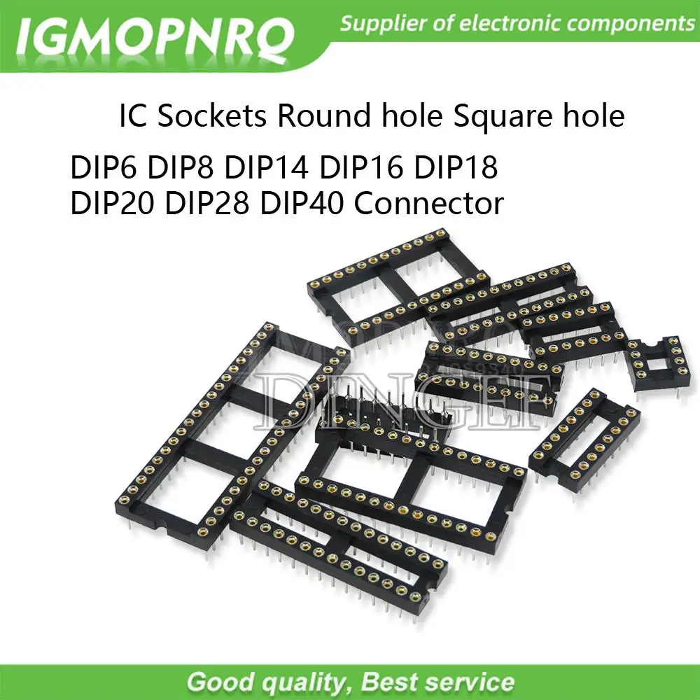 10PCS Square Round IC Sockets DIP6 DIP8 DIP14 DIP16 DIP18 DIP20 DIP28 DIP40 Connector DIP Socket 6 8 14 16 18 20 24 28 40Pins